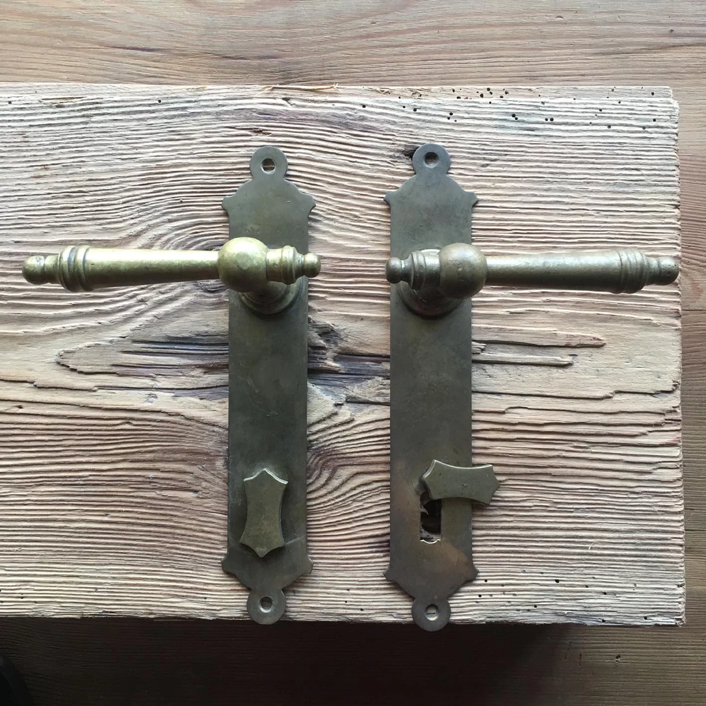 Türdrückergarnitur Nr. 114 Spätbiedermeier/ Gründerzeit Messing