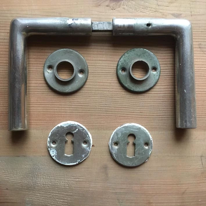 Türdrückergarnitur Nr. 110 Bauhaus Vernickelt Messing – Bild 2