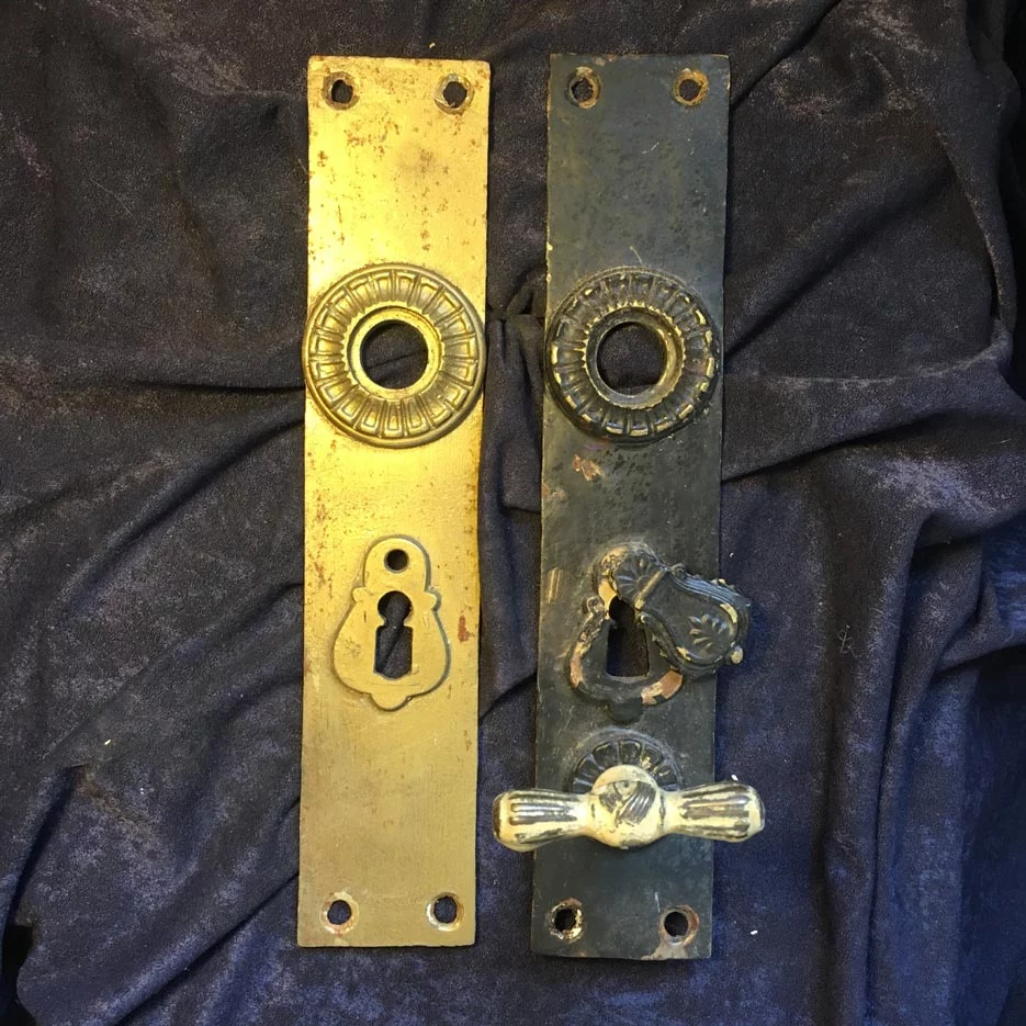 Türdrückergarnitur Nr. 162 Spätbiedermeier Messing – Bild 3
