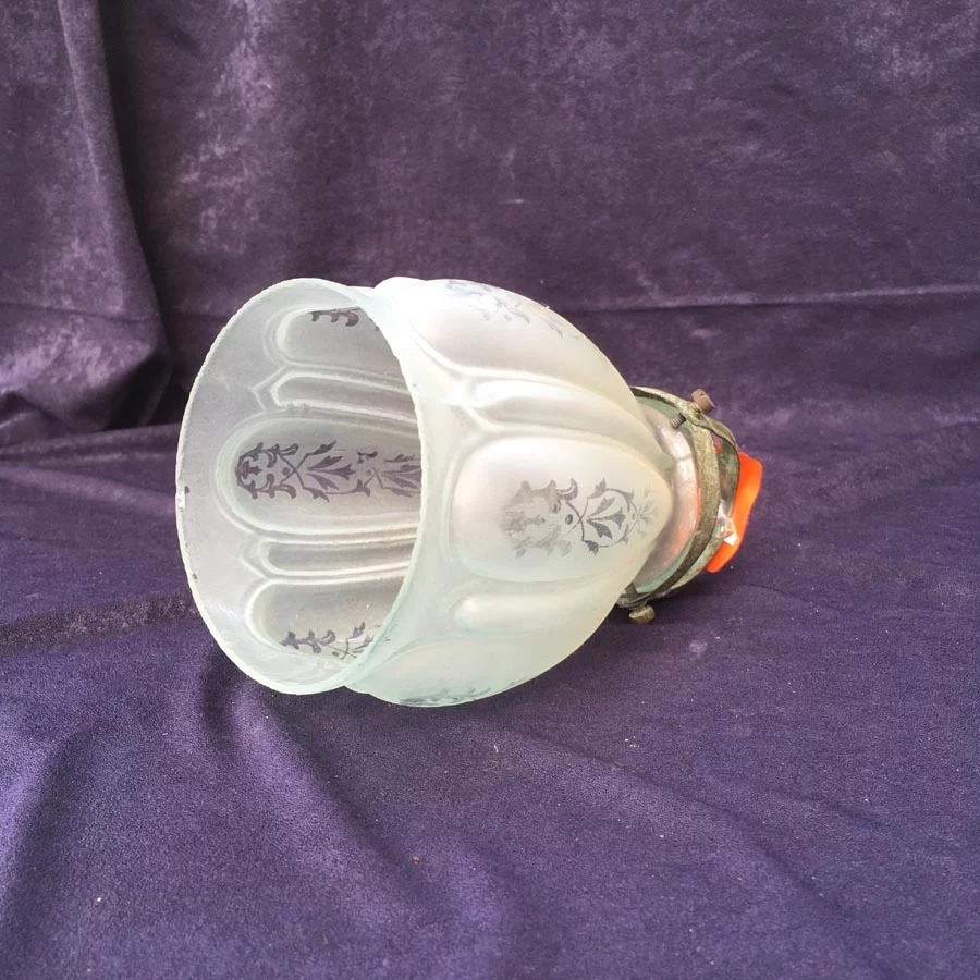 Deckenlampe Nr. 4 Messing mit Jugendstil Ätzglas – Bild 3