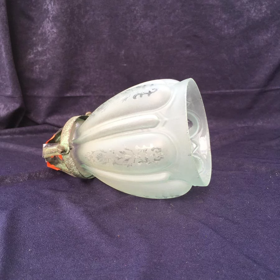 Deckenlampe Nr. 4 Messing mit Jugendstil Ätzglas – Bild 6