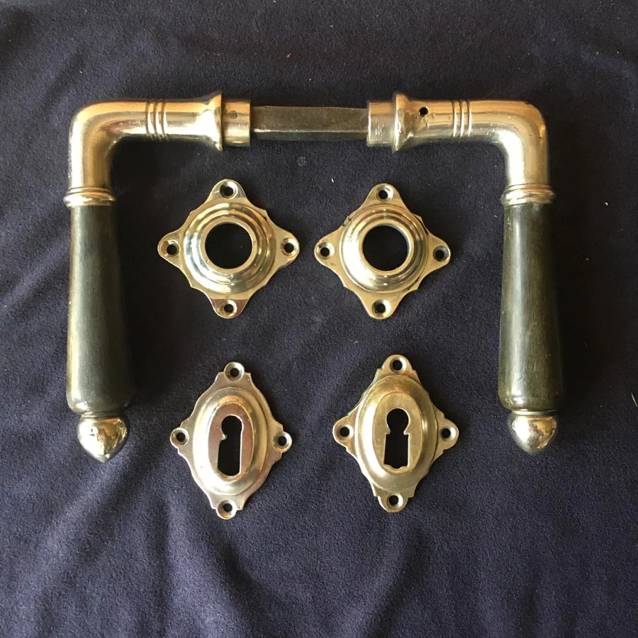 Türdrückergarnitur Nr. 185 Gründerzeit Messing / Horn – Bild 3