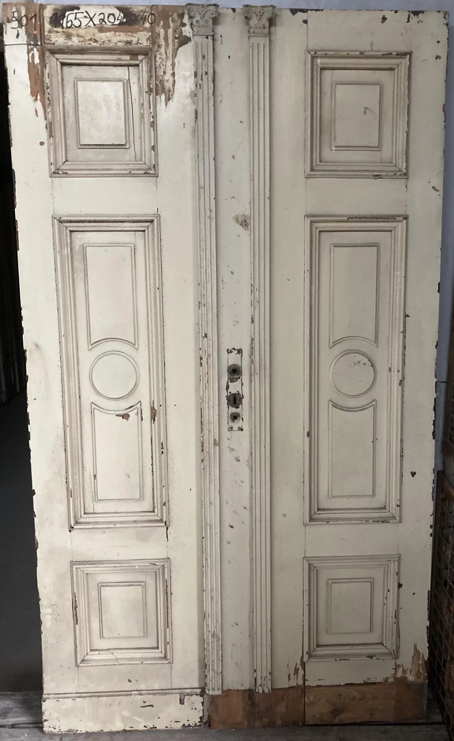 Zweiflügelige Zimmertür Nr. 501 Spät-Biedermeier