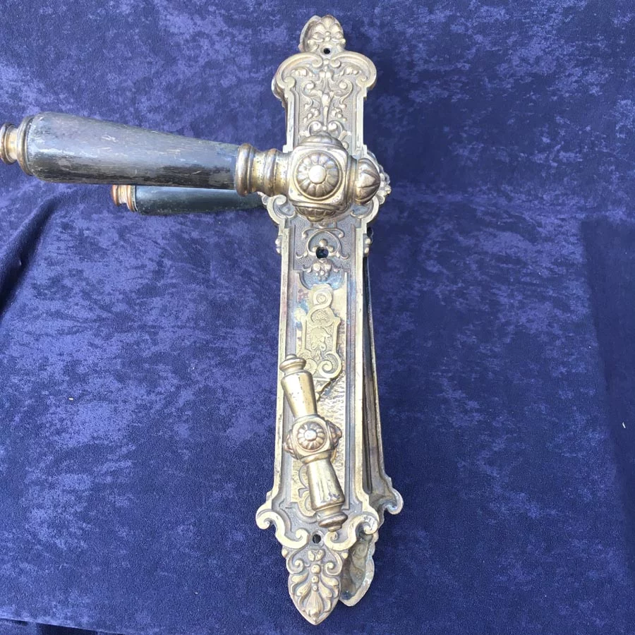 Türdrückergarnitur Nr. 197 Gründerzeit Messing / Horn – Bild 2