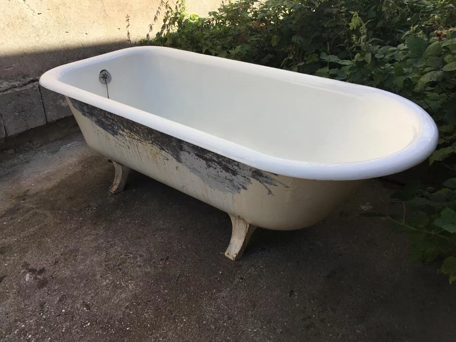 Emaillierte, antike Badewanne aus Gusseisen Nr. 2 – Bild 4