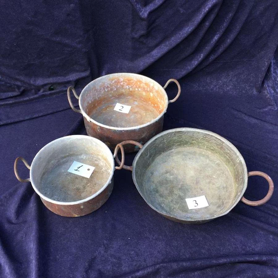 Alte Kupfer Kochtopf, Sautoire Nr. 15