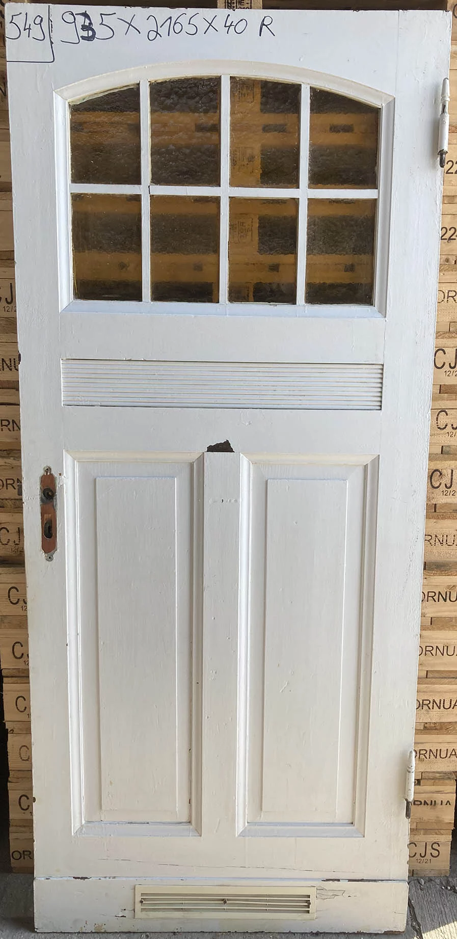 Zimmertür Nr. 549 Jugendstil 3 Kassetten & Orig. Glaseinsatz